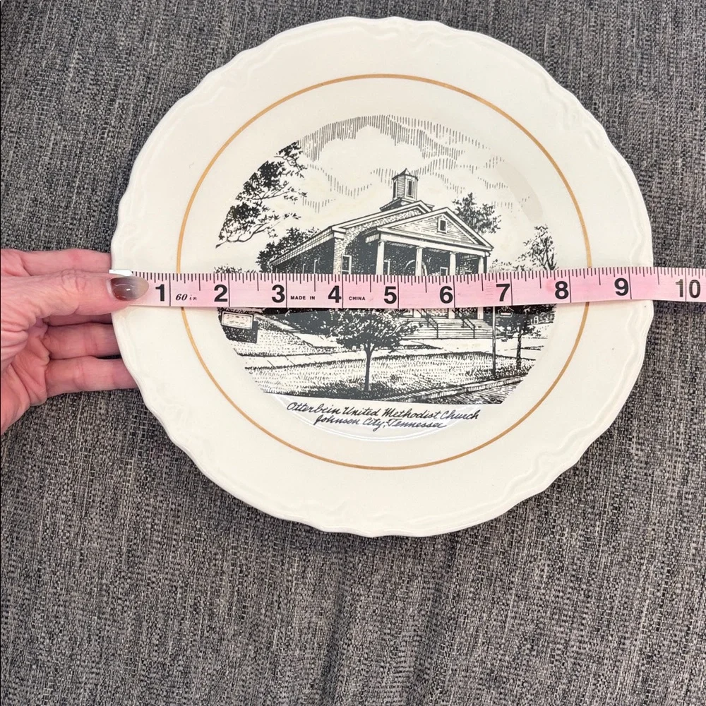 Vintage Lucile S Piper Memory Plates Decorative Plate with Church Illustration